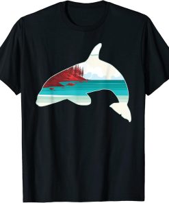 Orca Killer Whale Print with Landscape - Orca Killer Whale T-Shirt