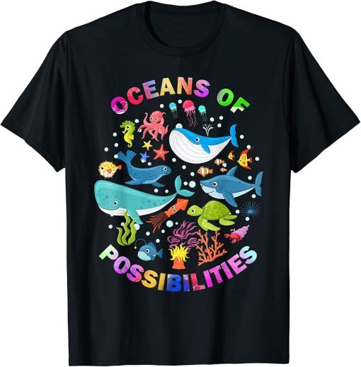 Summer Oceans Of Possibilities Sea Animal Reading Librarian T-Shirt