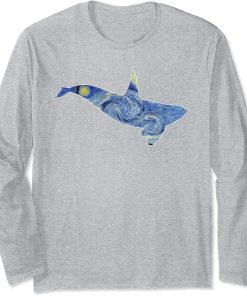 Orca Van Gogh Starry Night Art Van Gogh Painting Whale Long Sleeve T-Shirt